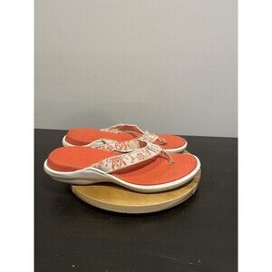 Crocs Capri V Flip Flop Sandals Womens 9 Orange Paisley Tropical Comfort Shoe